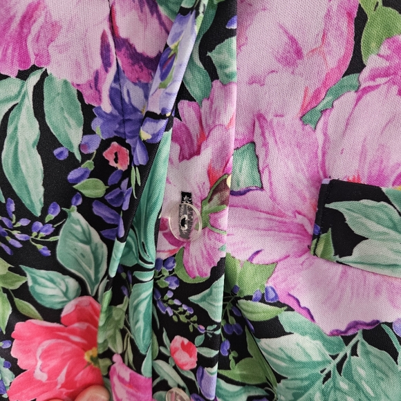 Vintage Jenny Floral Print Satin Blouse - Picture 5 of 7